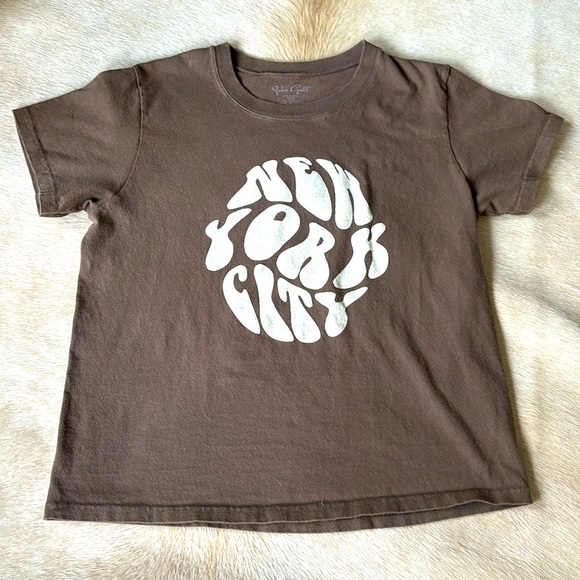 John Galt / BRANDY MELVILLE Brown “New York City” Short Sleeve T-Shirt - Picture 1 of 6